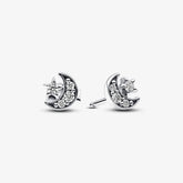 Pandora Ohrringe: Mond & Stern - Cubic Zirkonia, Sterling-Silber